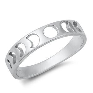 925 Sterling Silver Moon Phase Ring Size 8